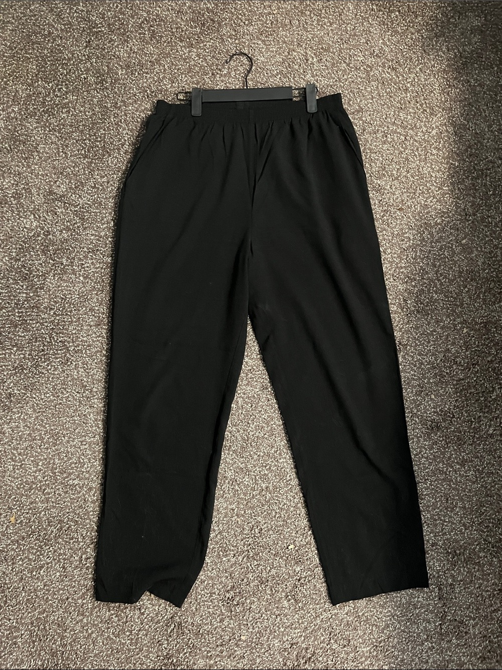 Vintagw Black Elastic-Waist Casual wide leg pants